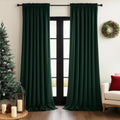 Extra Long Dark Green Velvet Blackout Curtains 108 in - Plush Light