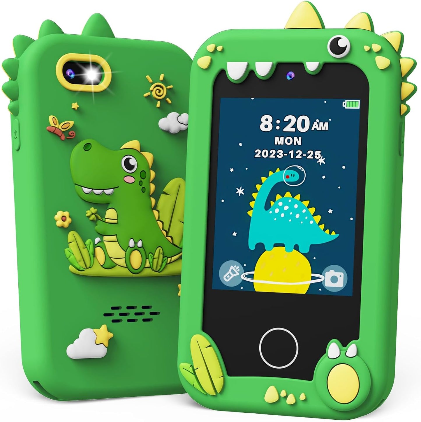 Dinosaur Play Phone for Kids, Dual Camera, 8GB SD Card, Travel Learning Toy