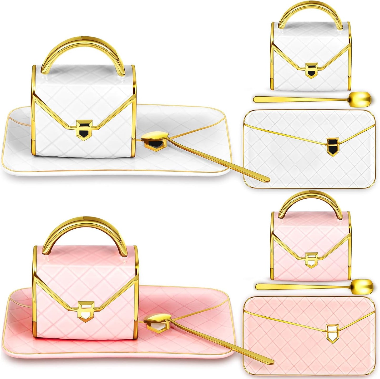 Elegant Handbag Shaped Coffee Mug Set for Women and Girls