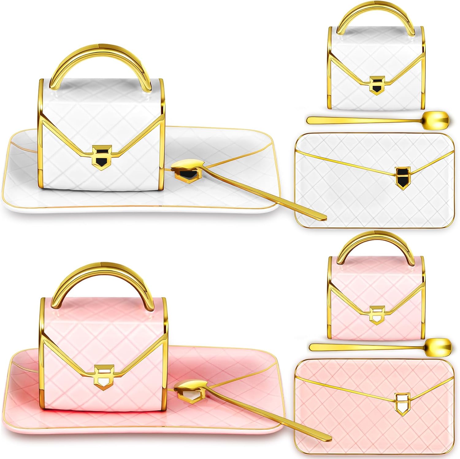 Elegant Handbag Shaped Coffee Mug Set for Women and Girls