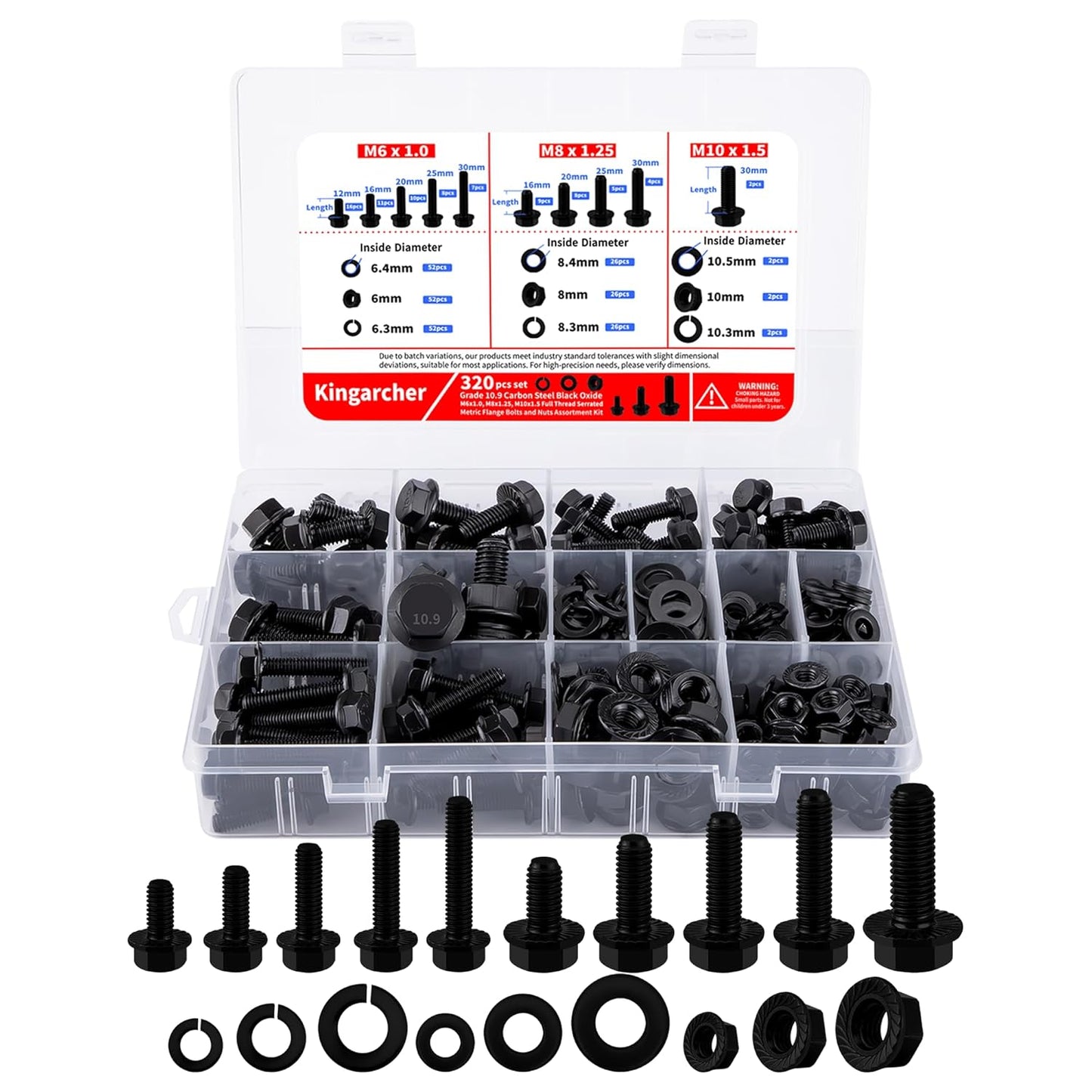 320 Pcs Metric Flange Bolts and Nuts Set for All Your Needs