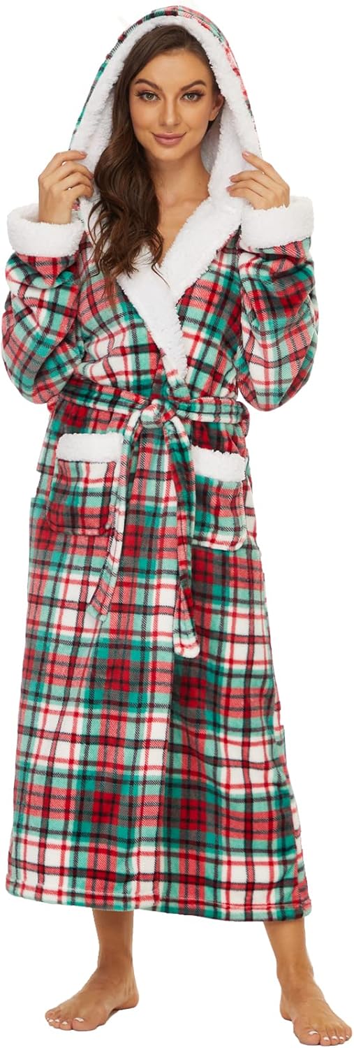 ccko Plush Robes for Women - Soft Warm Fleece Bathrobe