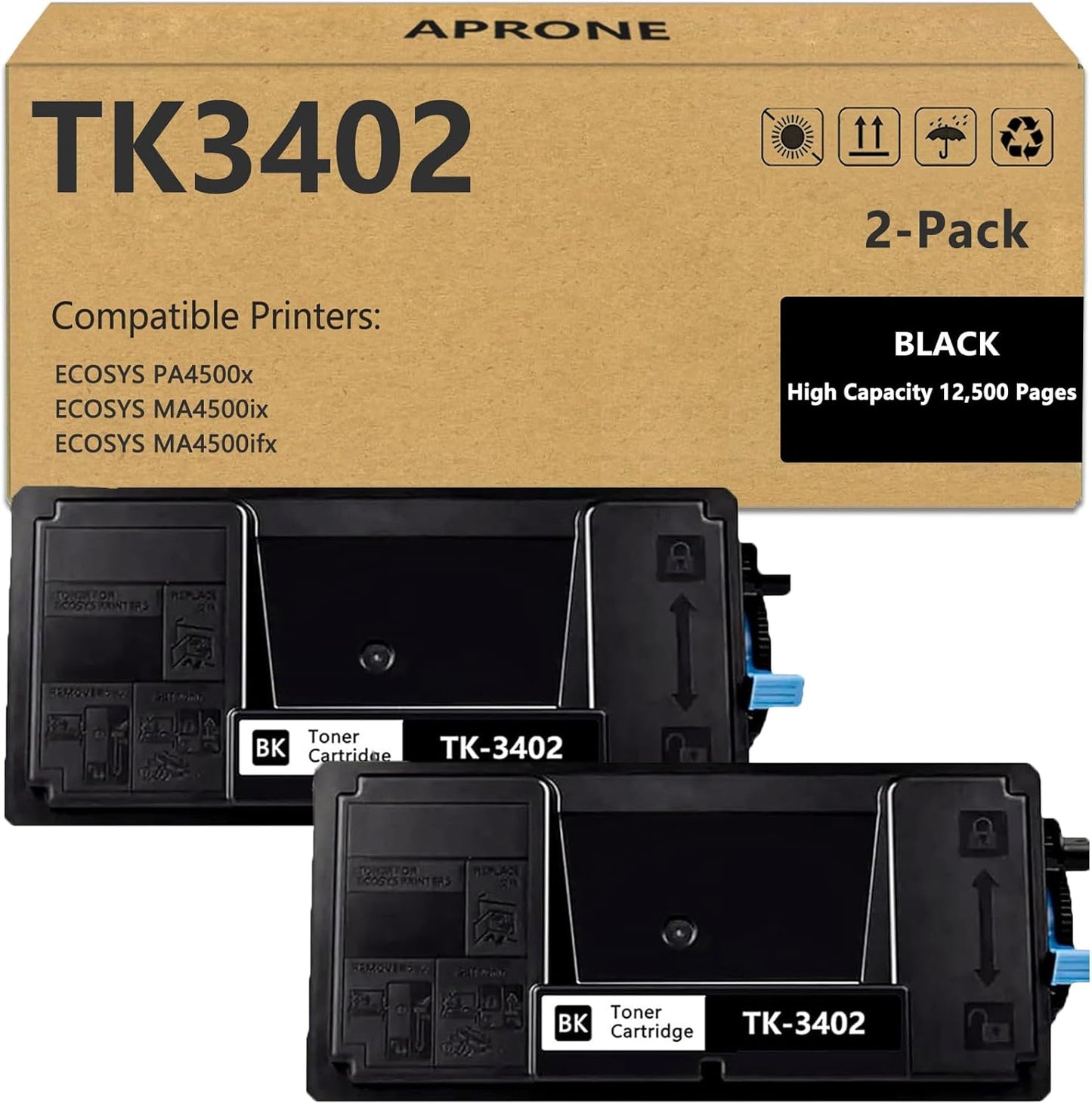 High-Yield APRONE Black Toner: Kyocera Compatible (2-Pack)