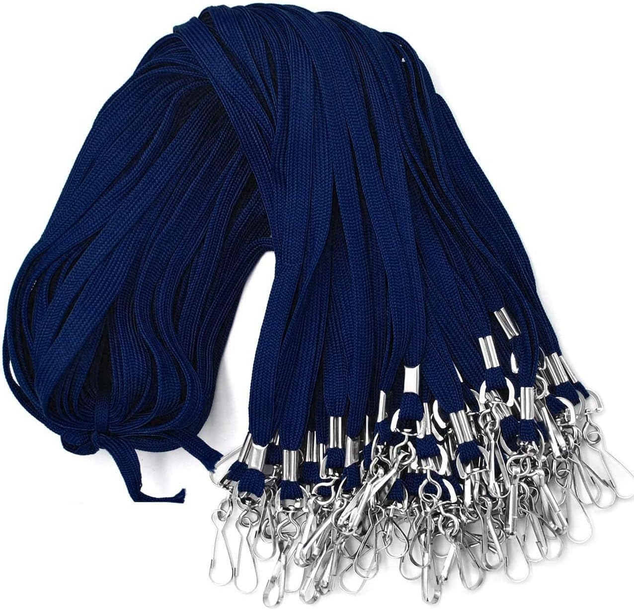 Navy Blue Lanyards 100 Pack with Swivel Hook Clips for ID Badges