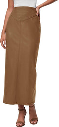Long Faux Leather Maxi Skirt for Women - Flattering High Waist Fit