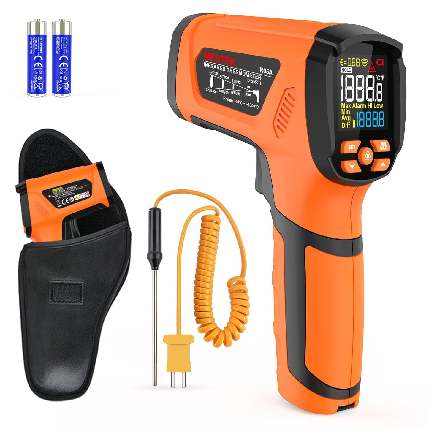 MESTEK Infrared Thermometer Gun for High Temperature Measurement