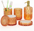 Orange Bathroom Accessories Set - 5 Piece Glass Bath Collection