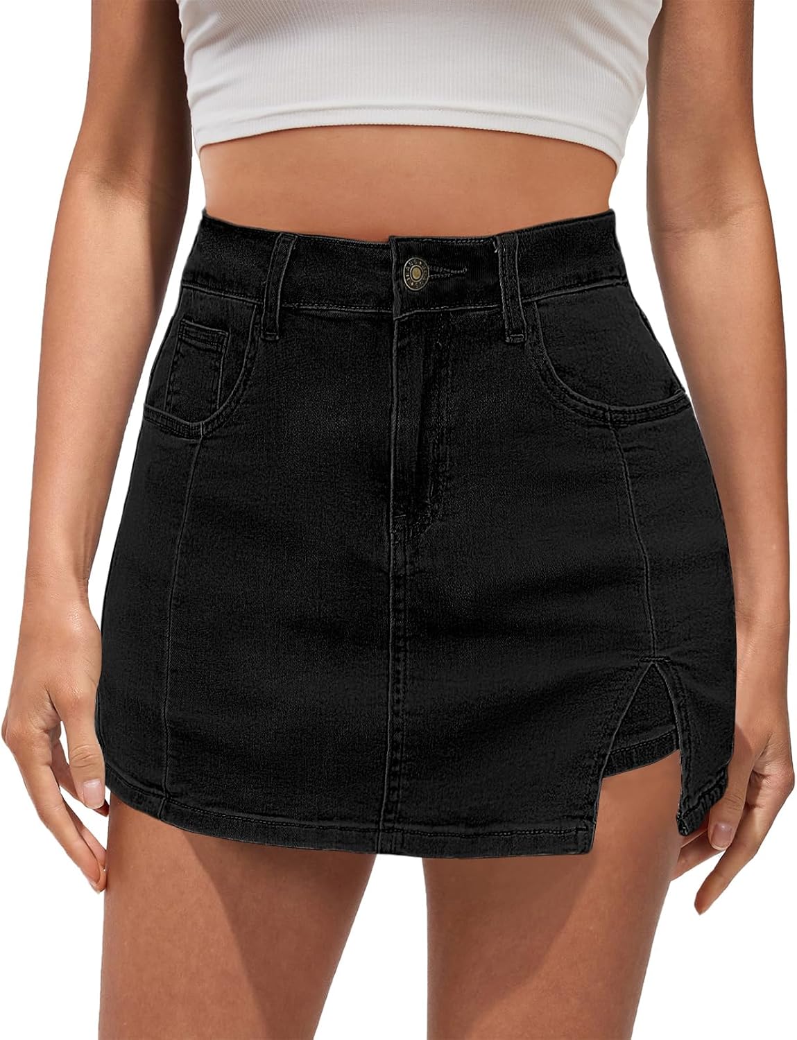 Vetinee Jean Skorts for Women - High Waisted Trendy Style