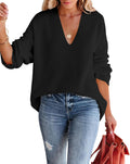 Imily Bela Womens Oversized Deep V Neck Sweater Tunic - Cozy Chic