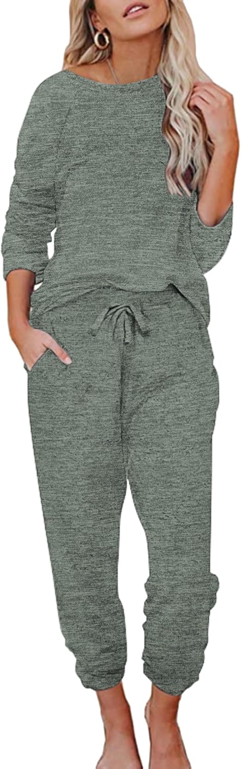 Ekouaer Womens Pajamas Set Long Sleeve Soft Lounge Set Joggers