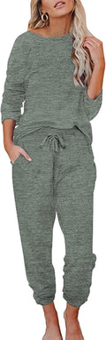 Womens Rayon Spandex Pajama Set - Long Sleeve Lounge Joggers