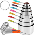 13-Piece Measuring Cups and Spoons Set Stainless Steel - Color Coded
