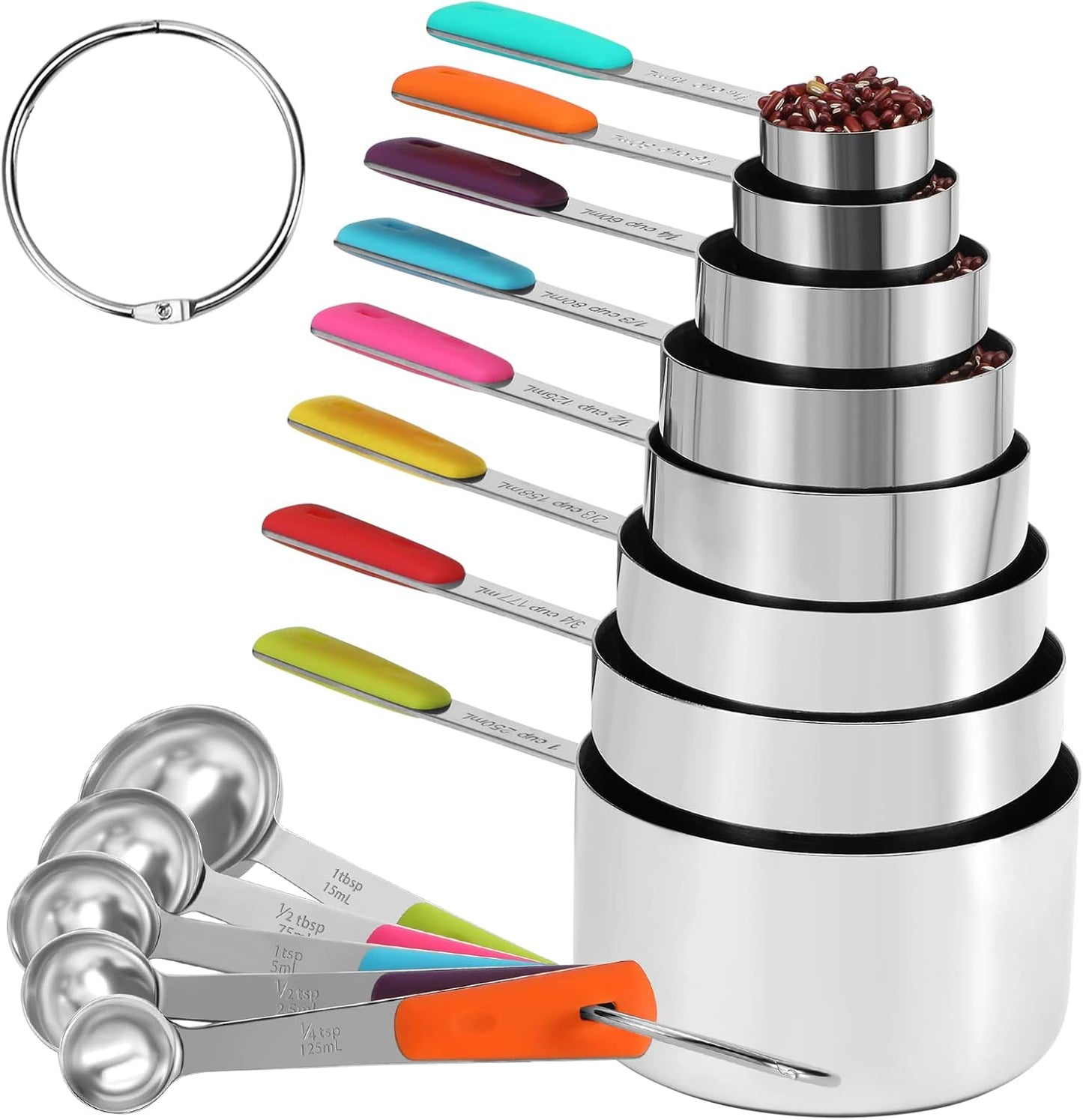 13-Piece Stainless Steel Measuring Cups and Spoons Set for Cooking