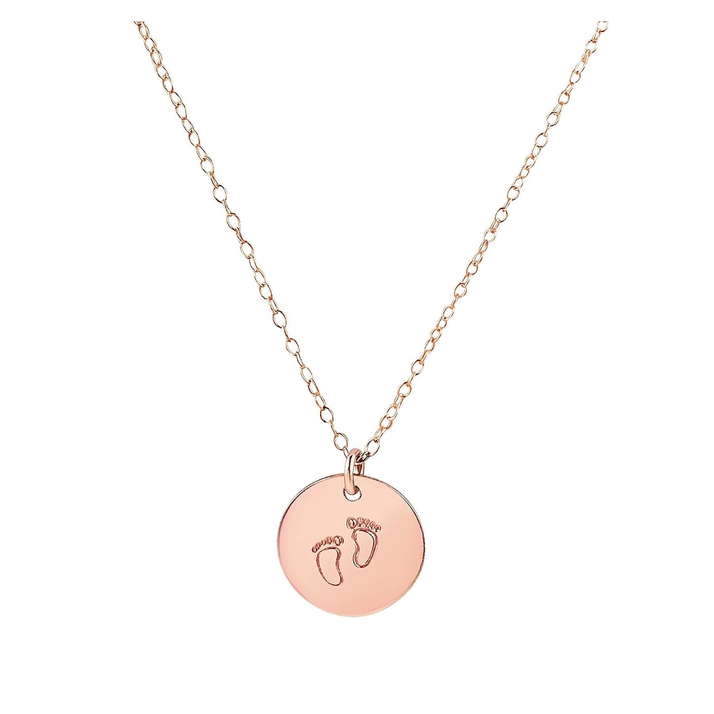 Handmade 14k Rose Gold Fill Baby Footprint Charm Necklace
