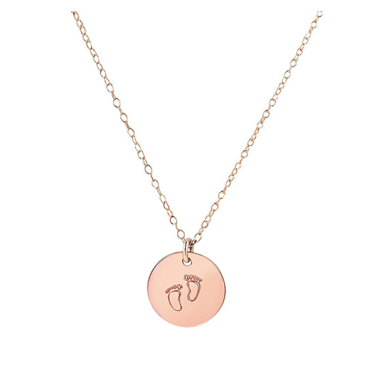 Handmade 14k Rose Gold Fill Baby Footprint Charm Necklace