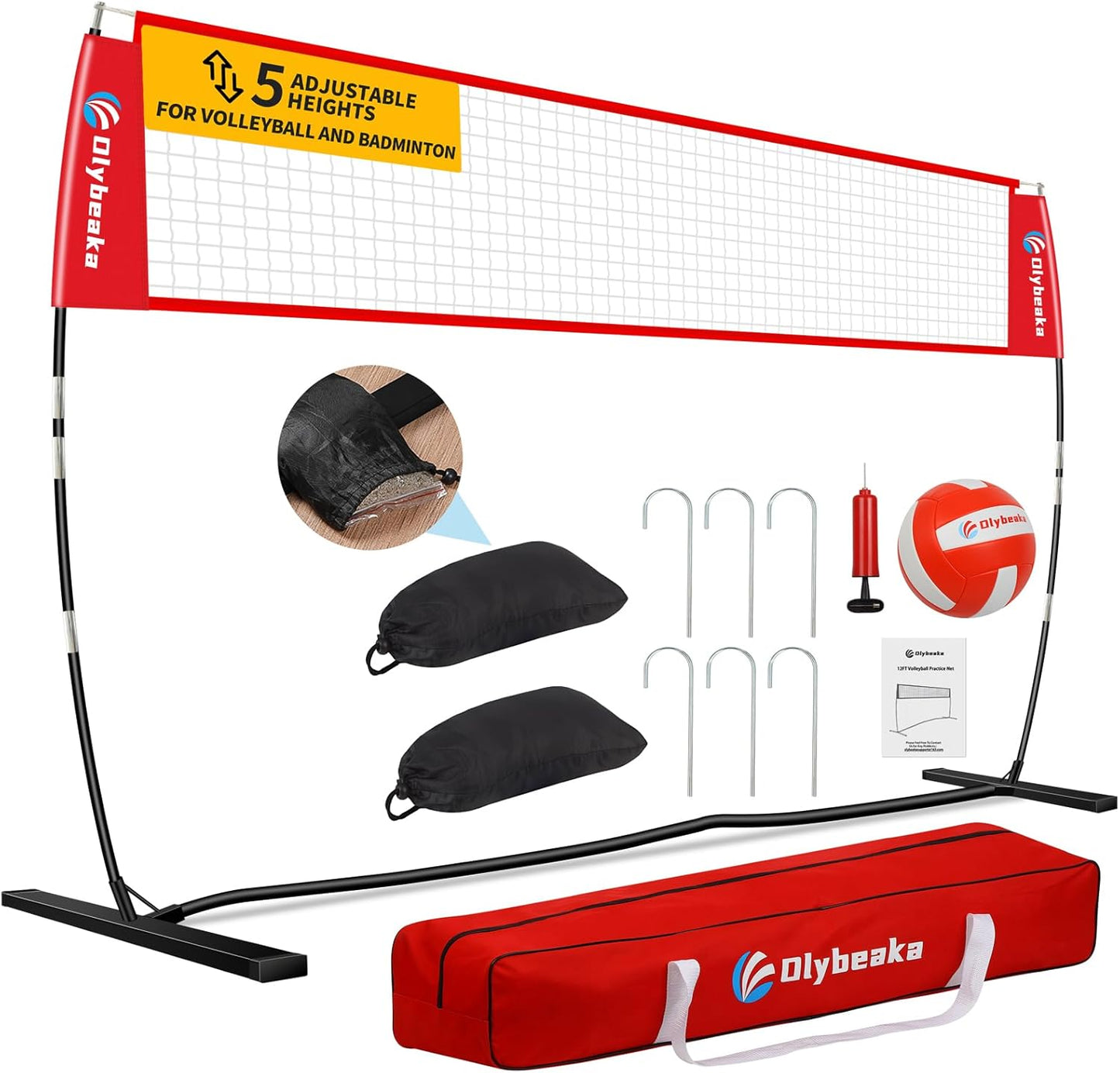 Portable Volleyball Net Adjustable Height for Backyard Training