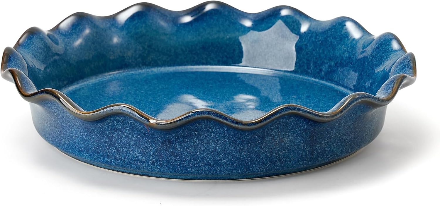 SIDUCAL Ceramic Pie Pan for Baking, Non-Stick and Deep Design