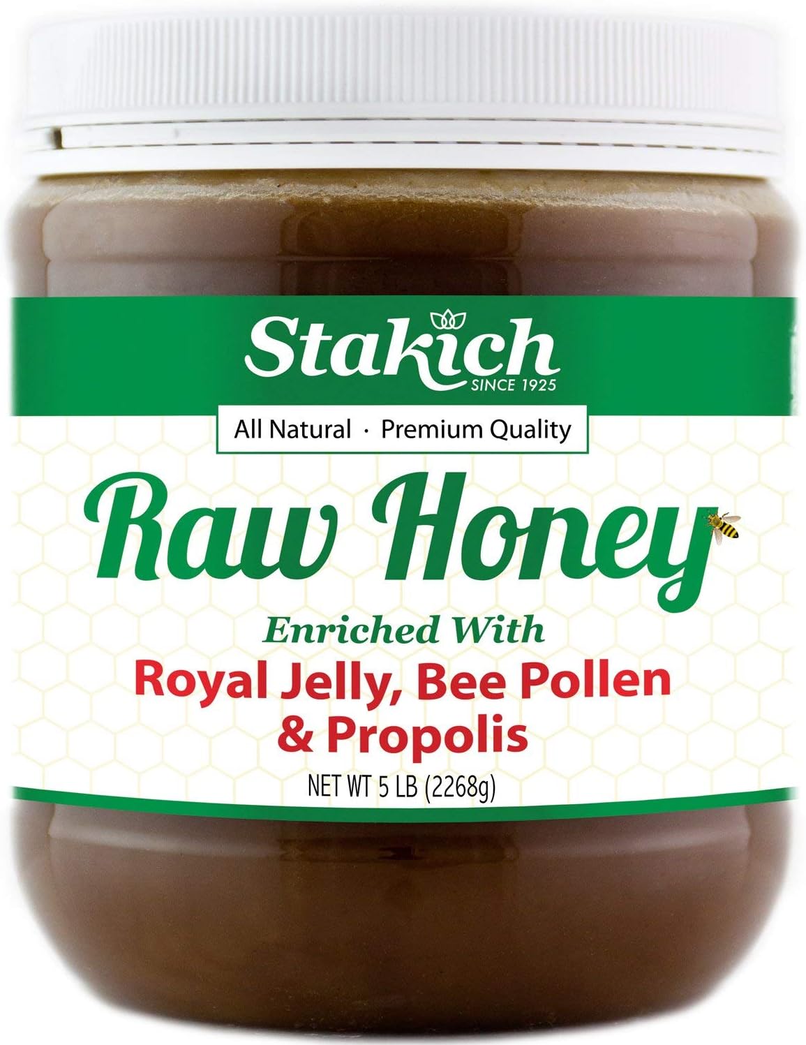 Stakich Royal Jelly Enriched Raw Honey - Pure and Unprocessed