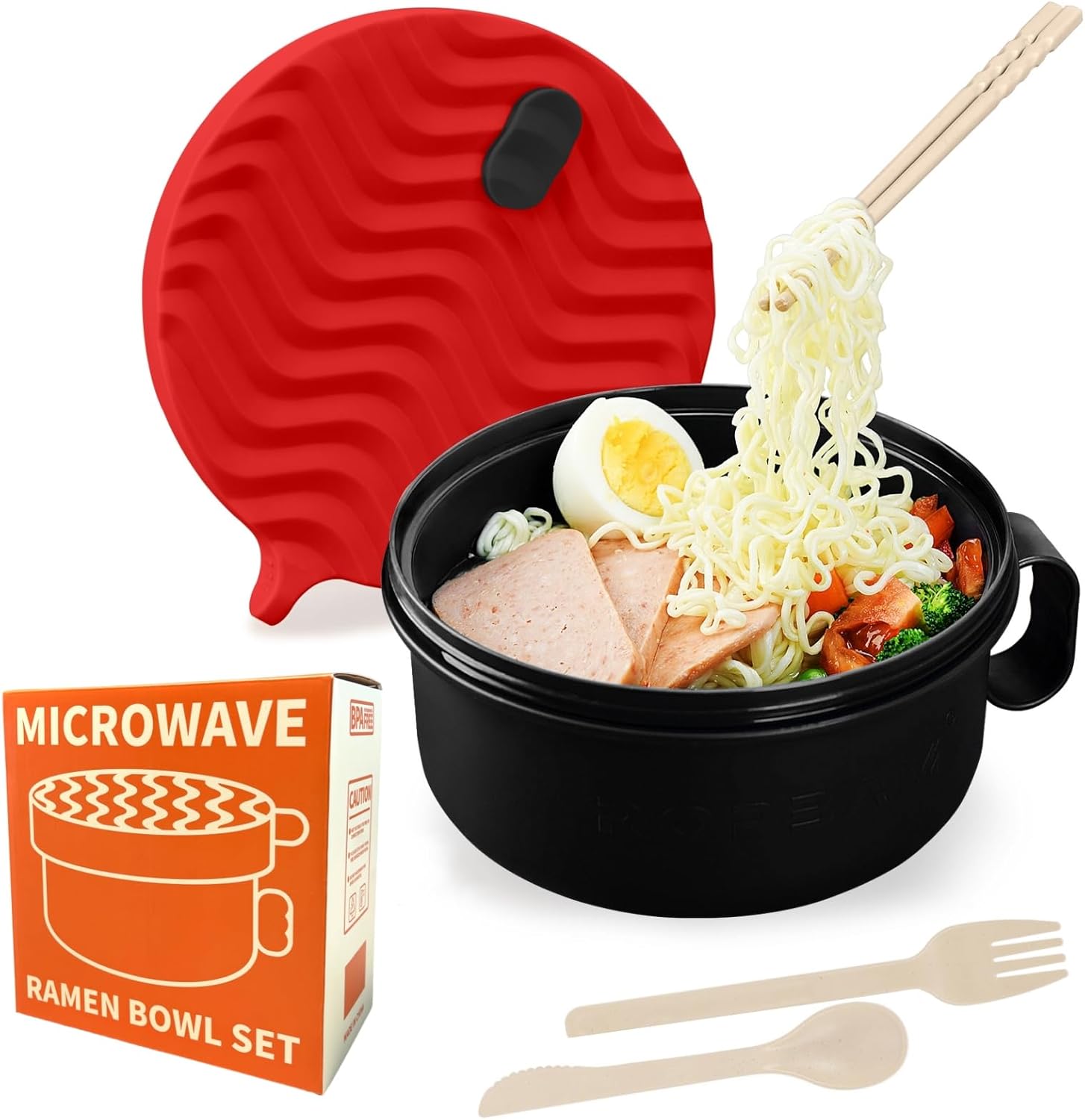 BPA-Free Red Ramen Cooker - College Dorm Must-Have!