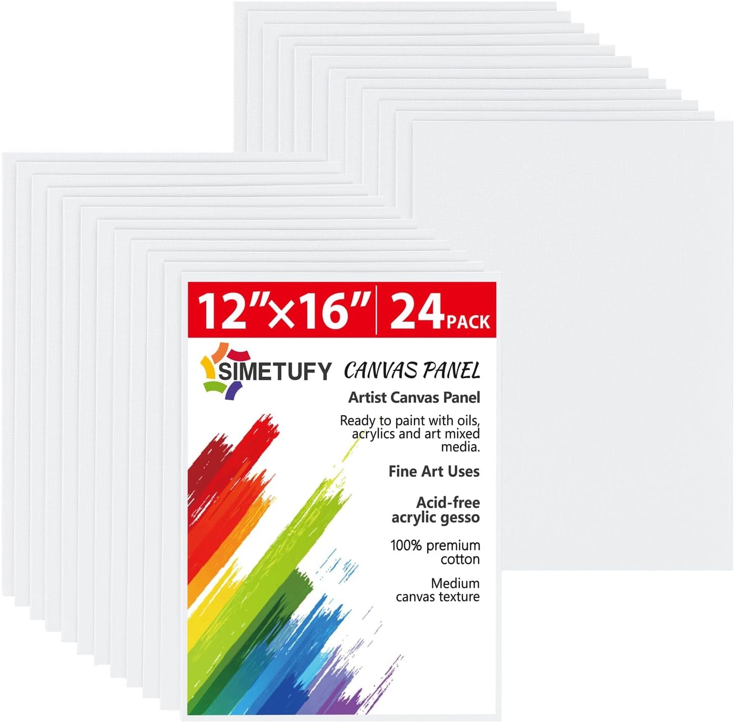 Large Canvas Boards for Painting - 24 Pack 12 x 16 inch Panels