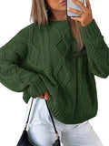 Trendy Queen Women's Oversized Cable Knit Crewneck Sweater - Cream