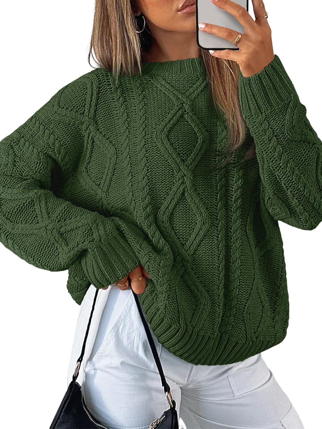 Trendy Queen Women's Oversized Cable Knit Crewneck Sweater Review