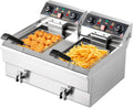 ROVSUN 24.9QT Electric Deep Fryer Dual Tank - Commercial Power