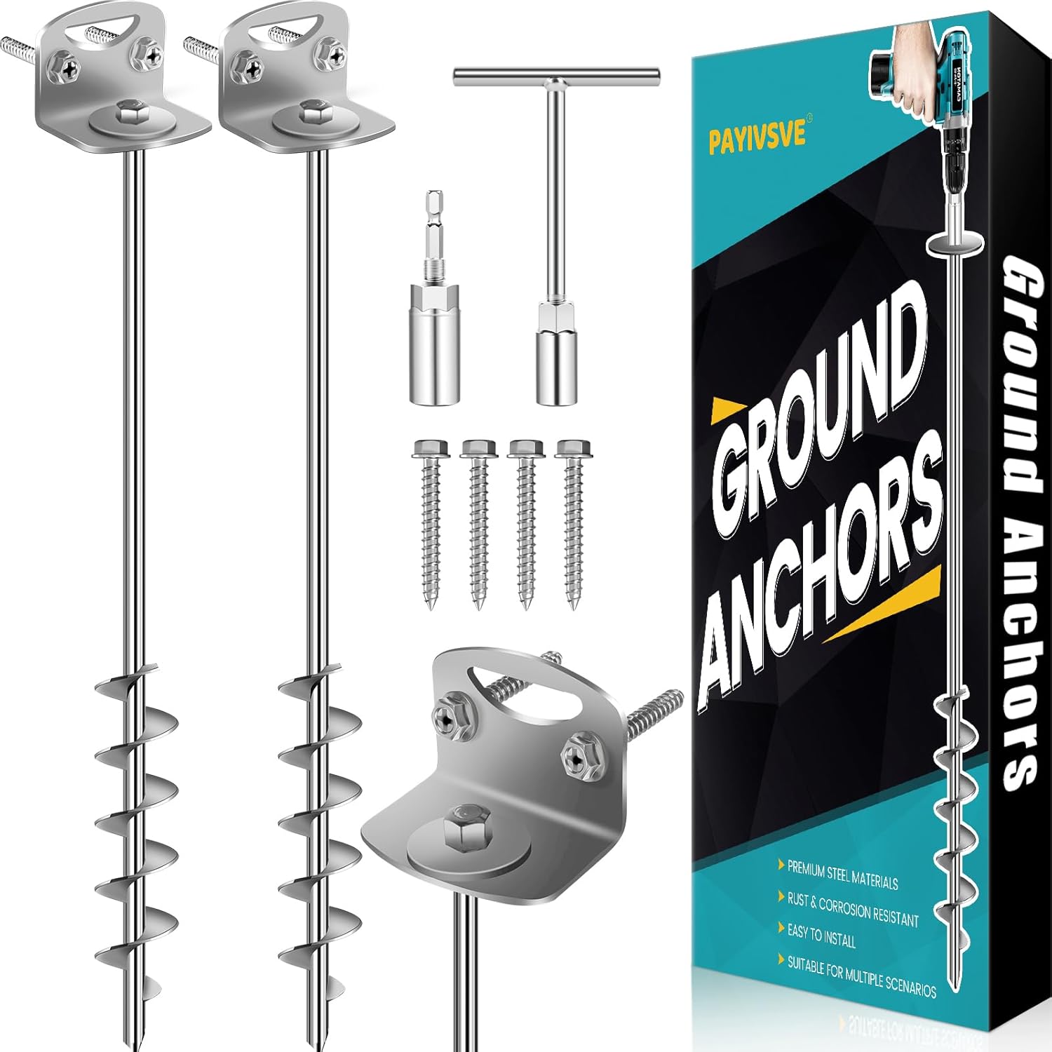 25 Inch Ground Anchors with Upgraded Spiral Blades for Stability