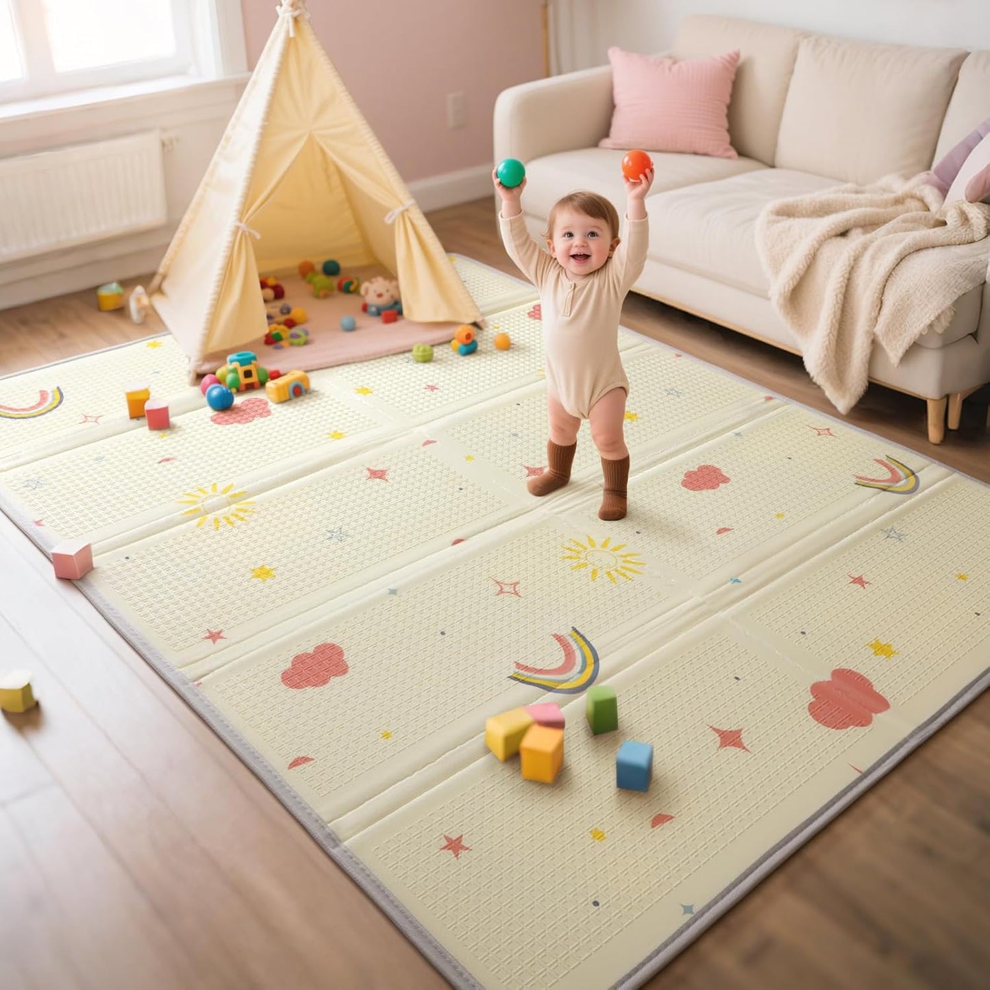 Mallify Extra Large Foldable Play Mat for Safe Playtime Fun