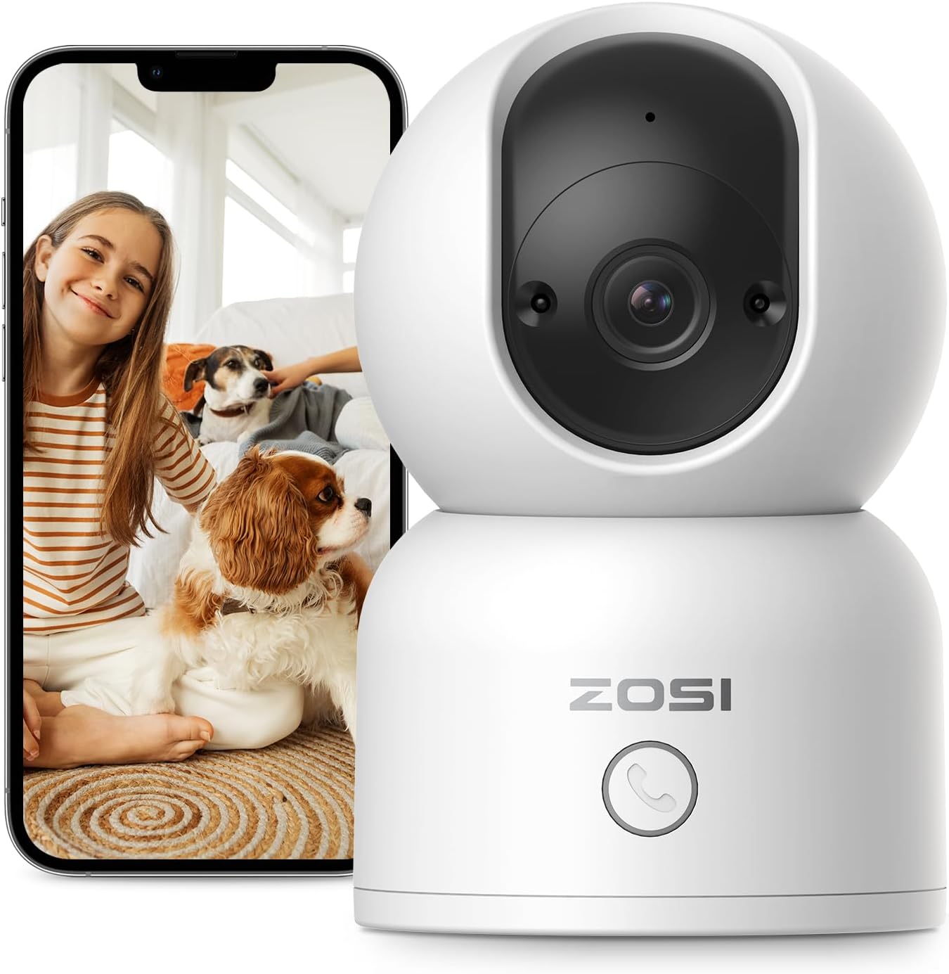 ZOSI 2K Pan/Tilt Smart Camera: Person Detection, 2-Way Audio
