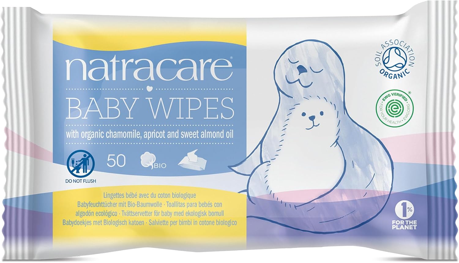 Natracare Organic Baby Wipes, Soothing Chamomile & Almond Oil