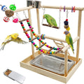 Bird Playground Parrot Playstand Play Gym - Natural Wood Playpen