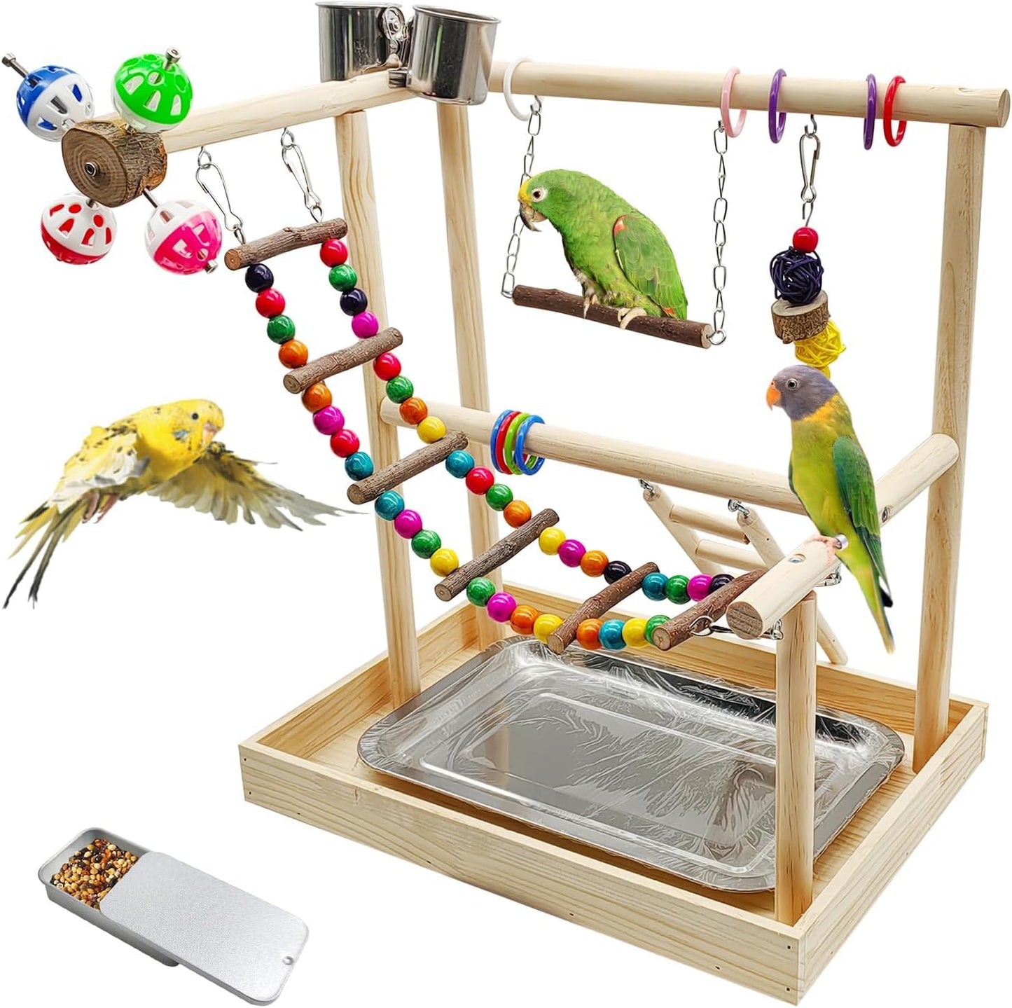 PINVNBY Bird Playground for Parrots and Cockatiels - Fun Gym