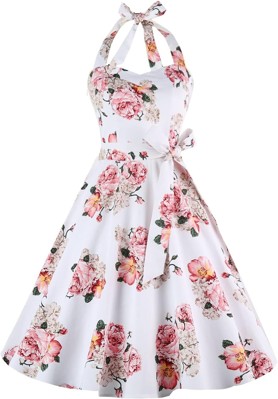 Vintage Polka Audrey Dress 1950s Halter Retro Cocktail Dress