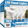 Par38 LED Flood Light Bulbs Outdoor 6 Pack - Bright 5000K Daylight