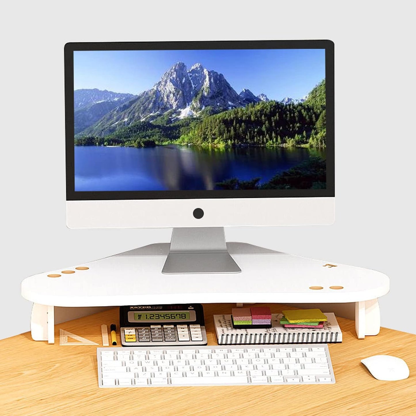 Triangle Wood Monitor Stand Riser for Comfortable Desktop Use