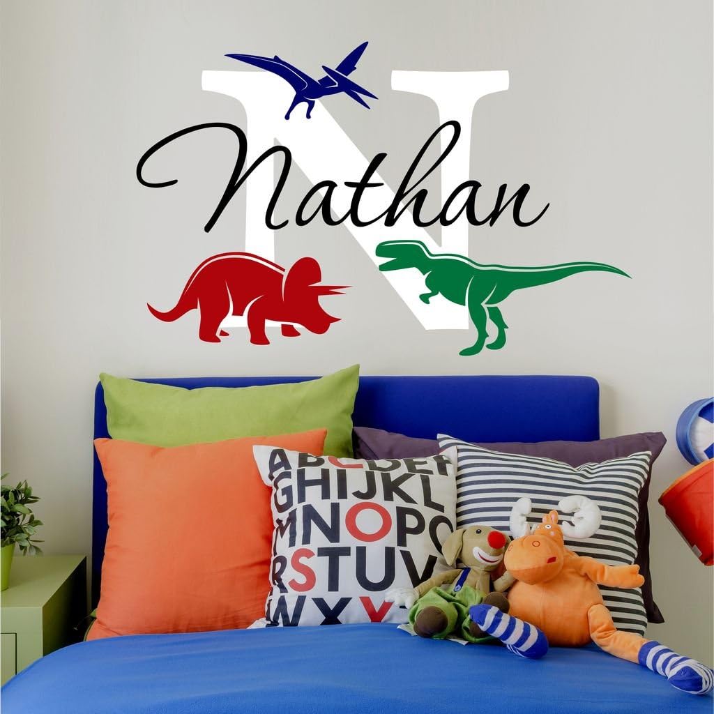 Personalized Dinosaurs Boys Name Wall Decal for Kids Room
