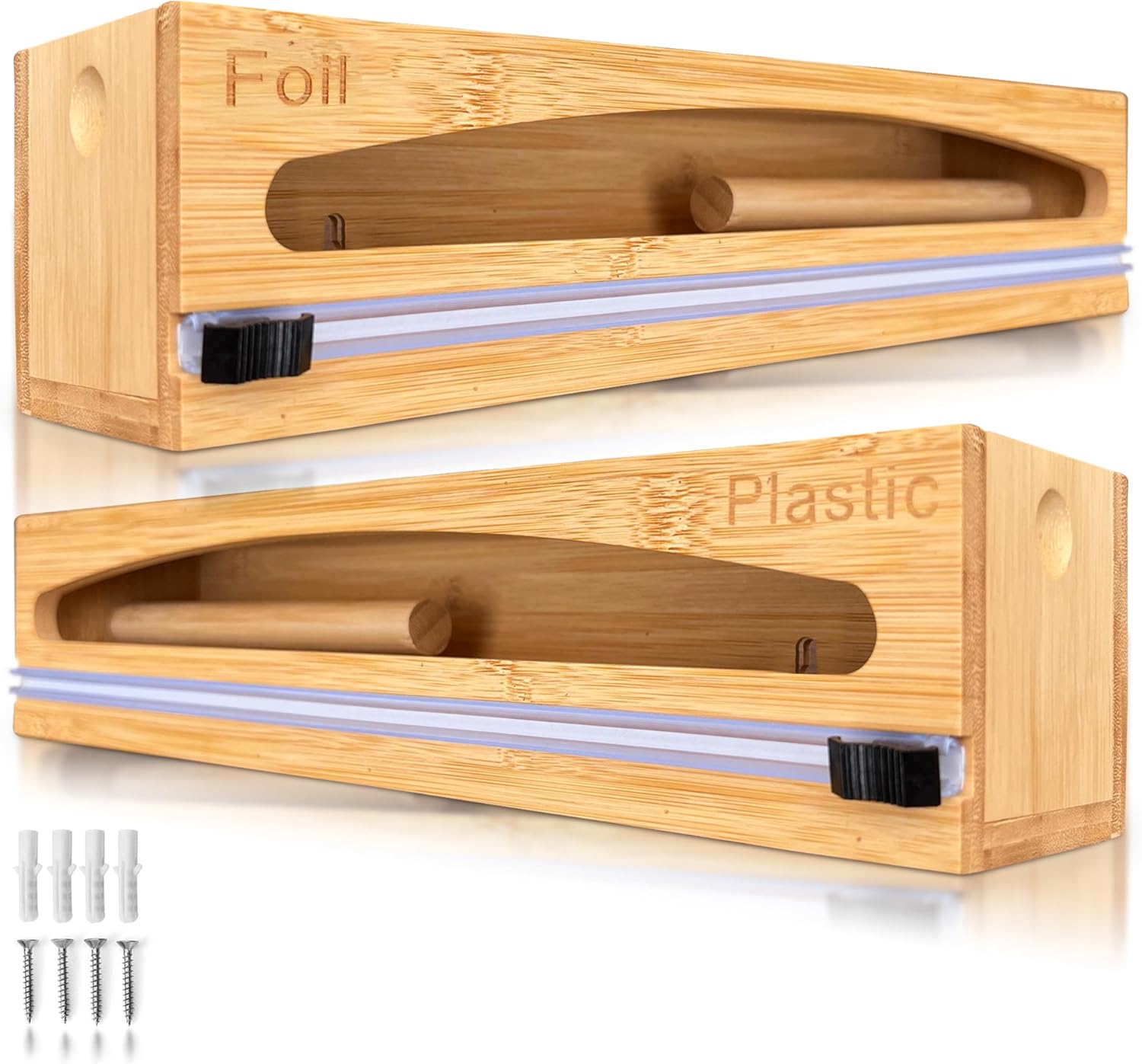 Wrap Organizer Dispenser with Cutter for Kitchen Storage Needs