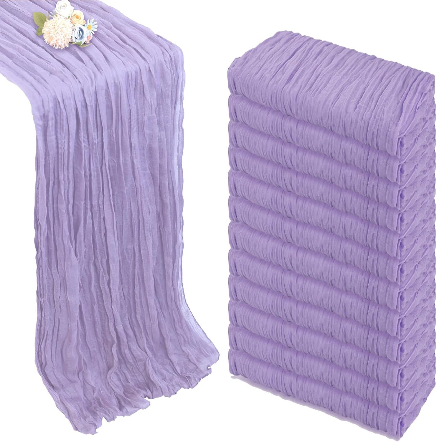 12 Pack Lilac Purple Cheesecloth Table Runner for Events