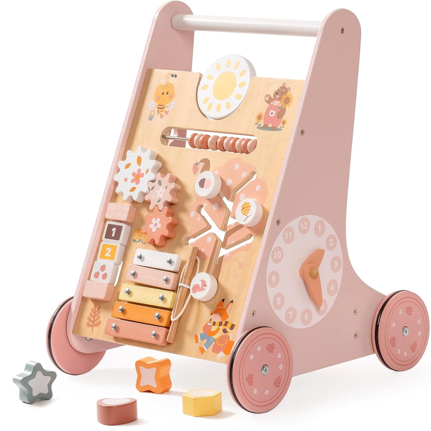 ROBUD Wooden Baby Walker with Activity Center for Learning Fun