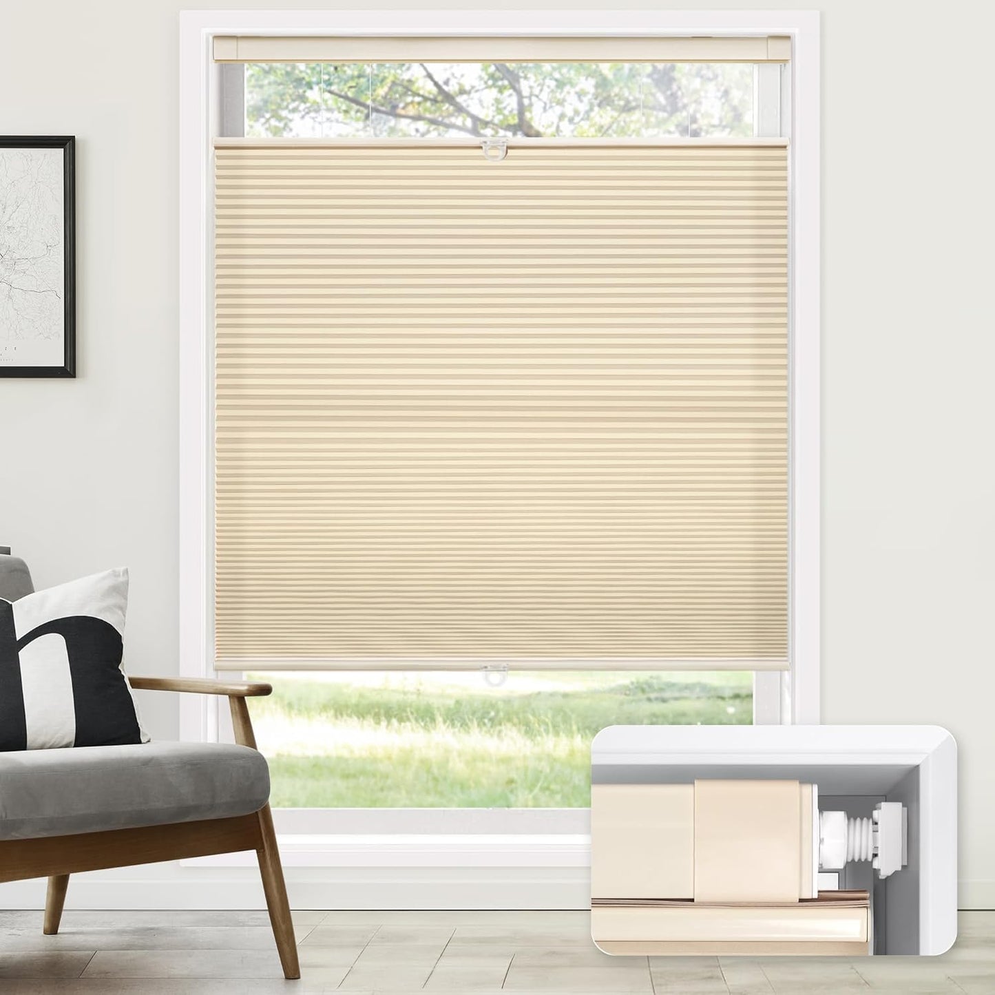 Cordless Cellular Shades for Home - Light Filtering Insulation