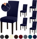 Chair Covers Stretch Dining Room Slipcovers Set of 6 - Navy Blue
