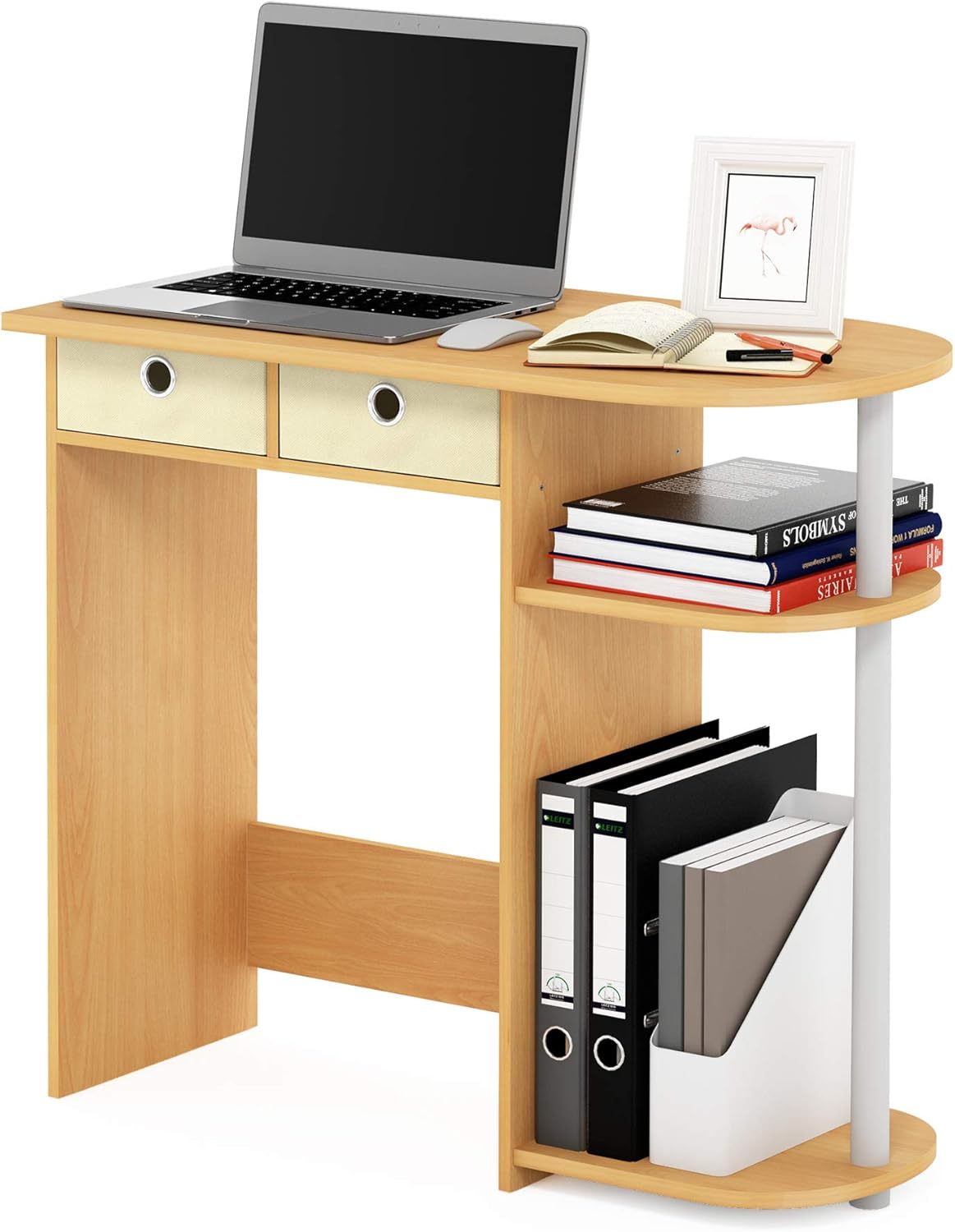 Furinno GO GREEN Desk with Side Shelves for Home Office Use