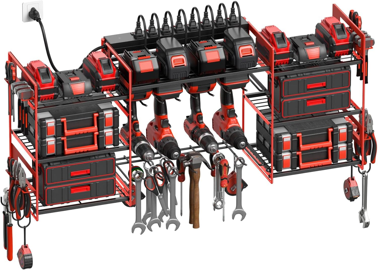 CCCEI Red Power Tool Organizer Wall Mount for Garage Storage