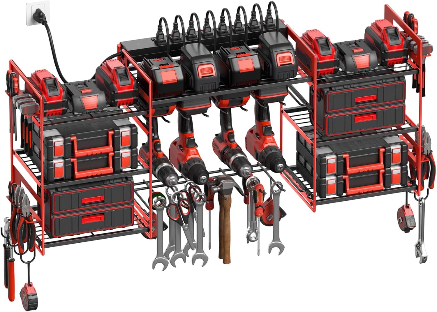 CCCEI Red Power Tool Organizer Wall Mount for Garage Storage