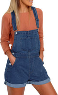 Women's Classic Adjustable Strap Denim Bib Overalls Shorts - Casual
