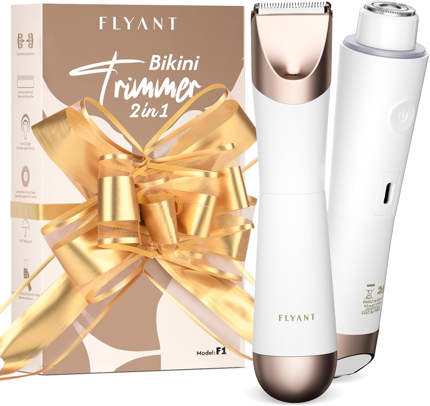 Bikini Trimmer for Women - 2 in 1 Electric Shaver with LED