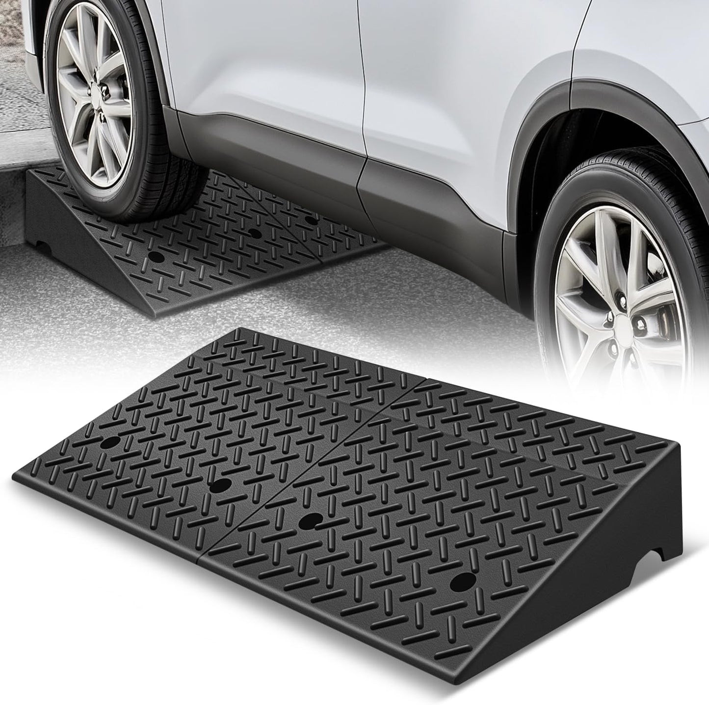 Auto Dynasty Rubber Curb Ramp for Cars, Trucks, and Bikes