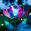 Solar Purple Metal Flower Wind Spinners for Garden Art