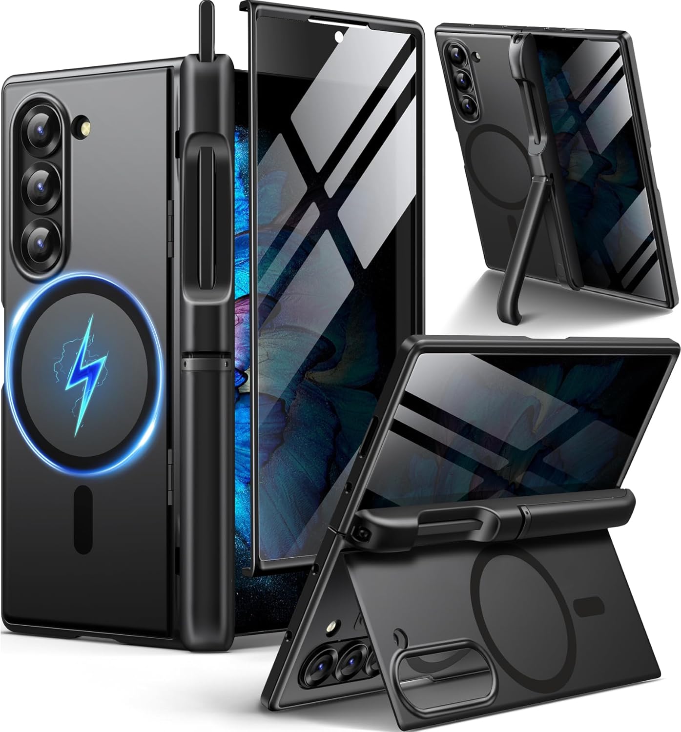 BERFY Z Fold 6 Case with Privacy Protector & Kickstand